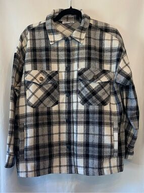 Dex Women's Black & White Plaid Jacket Shacket MD Hipster Grunge Streetwear